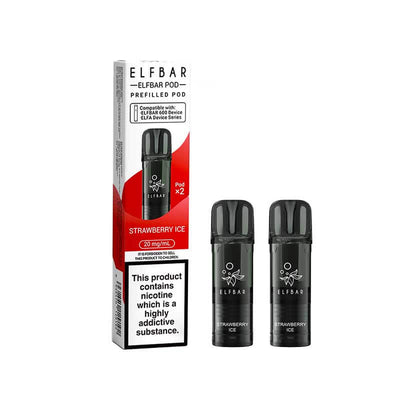Elf Bar 600 Strawberry Ice Prefilled Vape Pods 20mg - 2PK