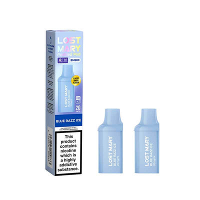 Lost Mary BM600 Blue Razz Ice Prefilled Vape Pods 20mg - 2PK